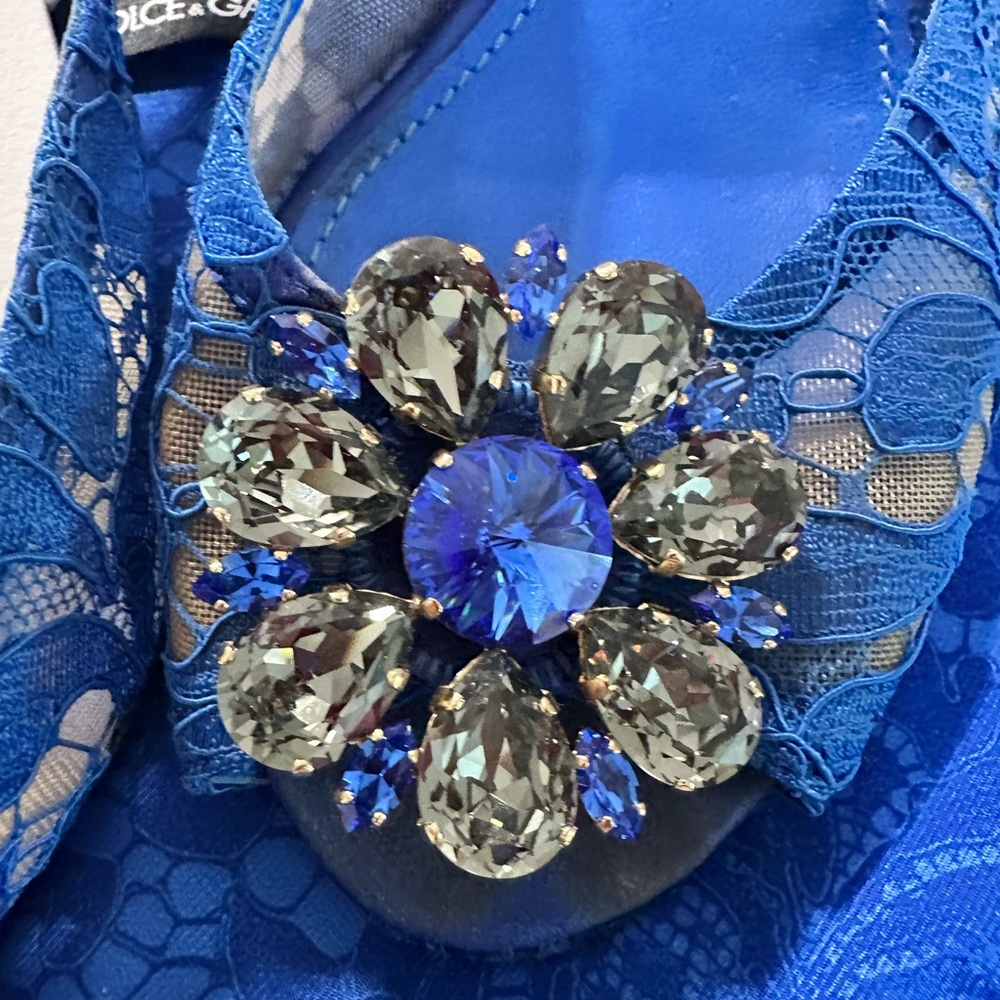 Dolce & Gabbana Blue Mules with Ornate Brooch - Picture 3 of 13